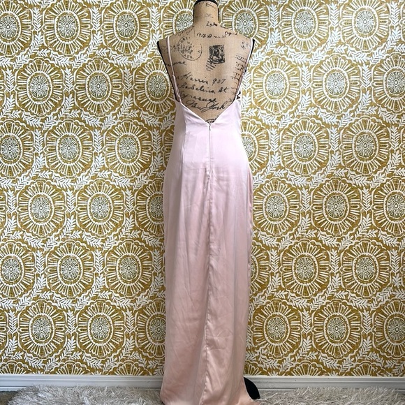 NWT Naked Wardrobe Satin Dreams Side Slit Slip Maxi Dress Blush Pink size M - Picture 10 of 11